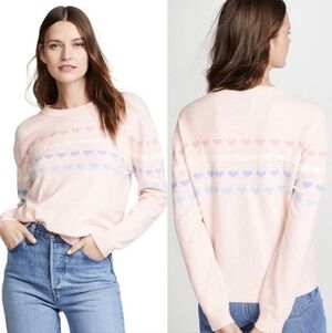 McGuire Denim Apres Ski Heart Light Pink Crewneck Sweater